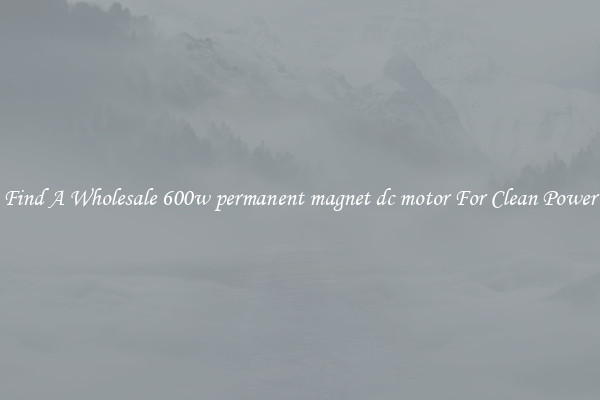 Find A Wholesale 600w permanent magnet dc motor For Clean Power
